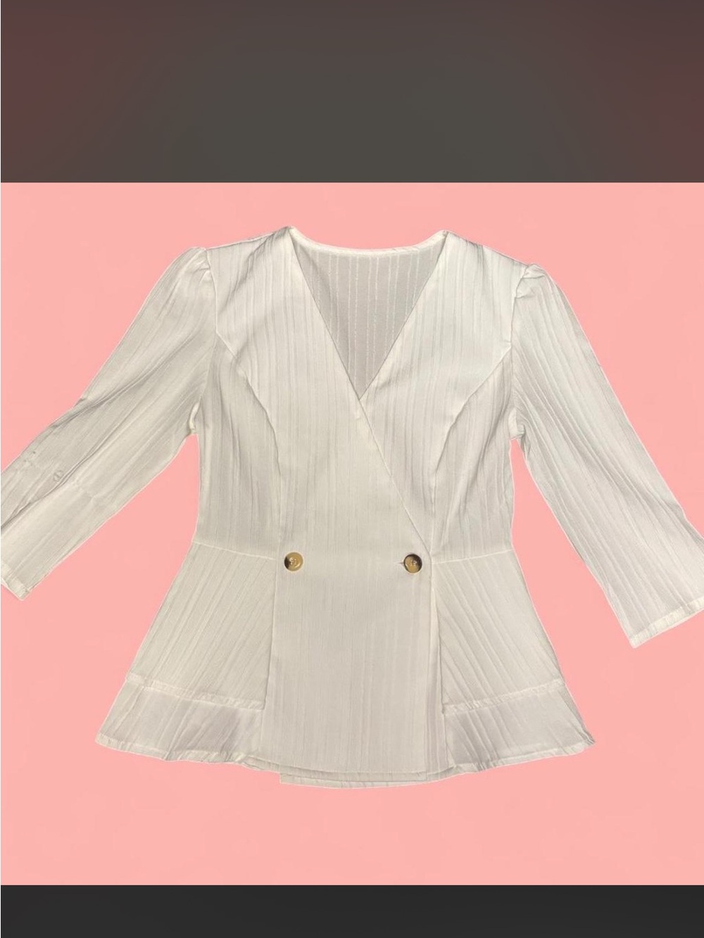 Women's White Double-Button Wrap Jacket/blouse size medium